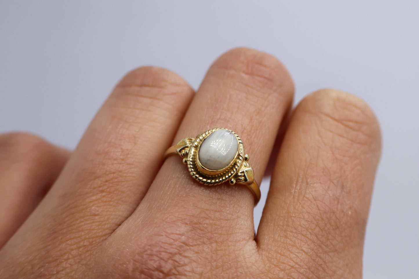 Moonstone Gold Plated Solid Sterling Silver Ring