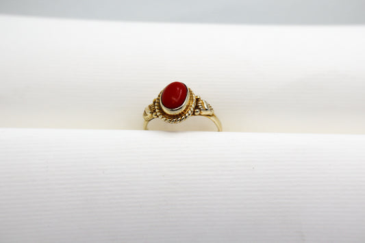 Coral Gold Plated Solid Sterling Silver Ring