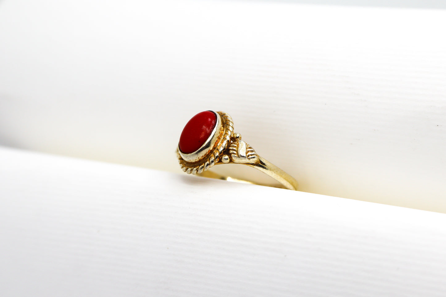 Coral Gold Plated Solid Sterling Silver Ring