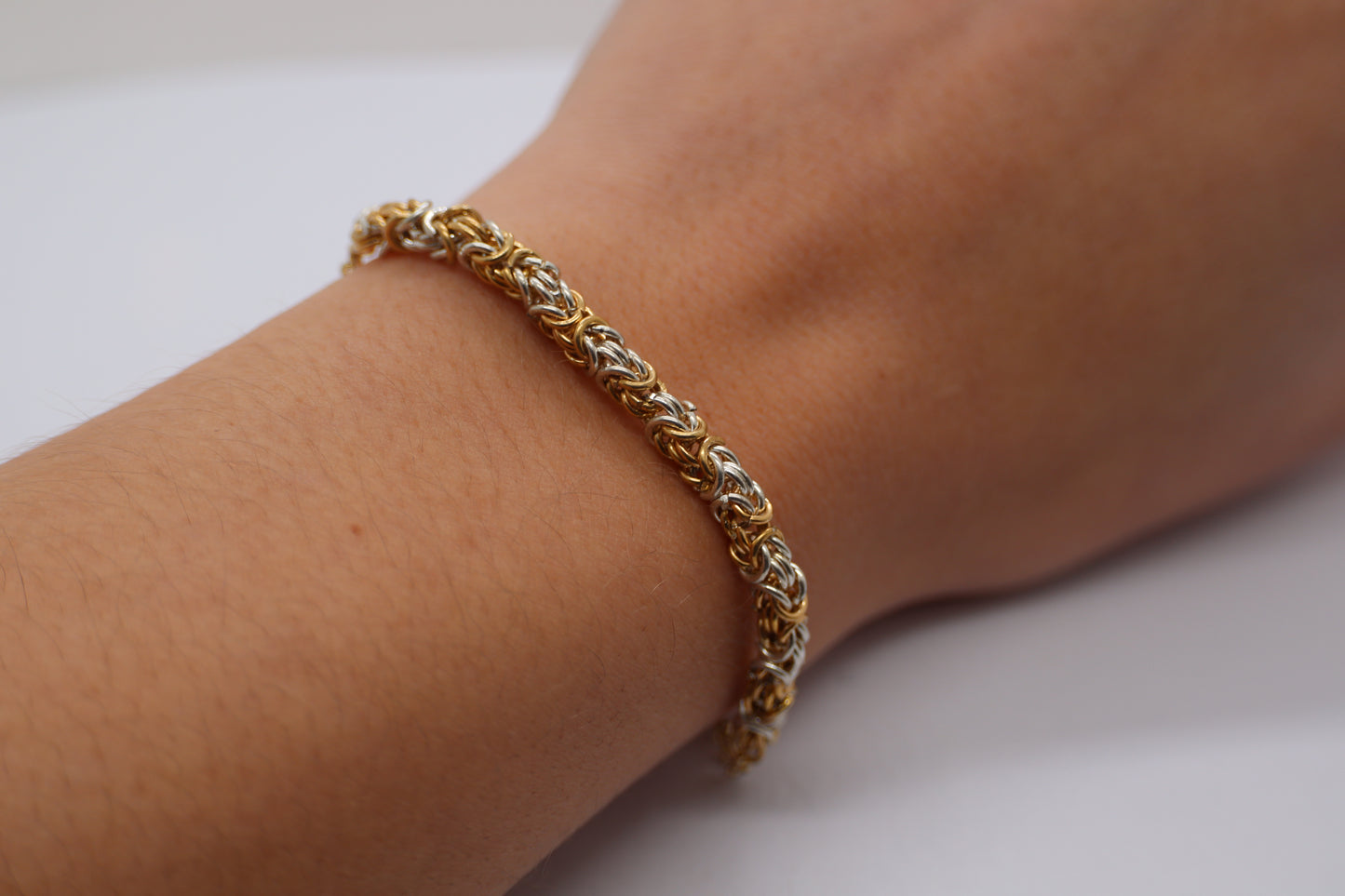 Persian Chainmail Silver and Gold Plated 24k Bracelet