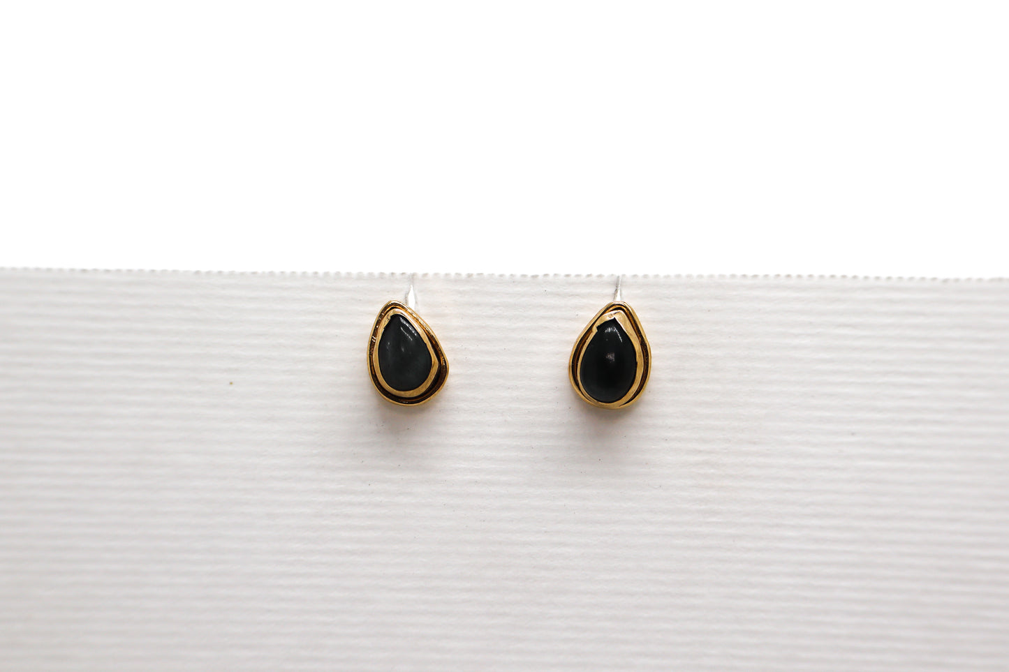 Black Onyx Gold Plated Sterling Silver earring