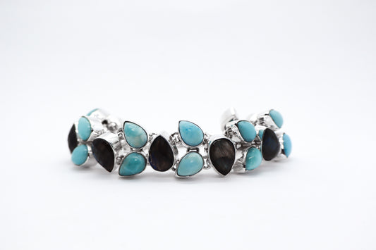 Labradorite and Larimar Sterling Silver Bracelet