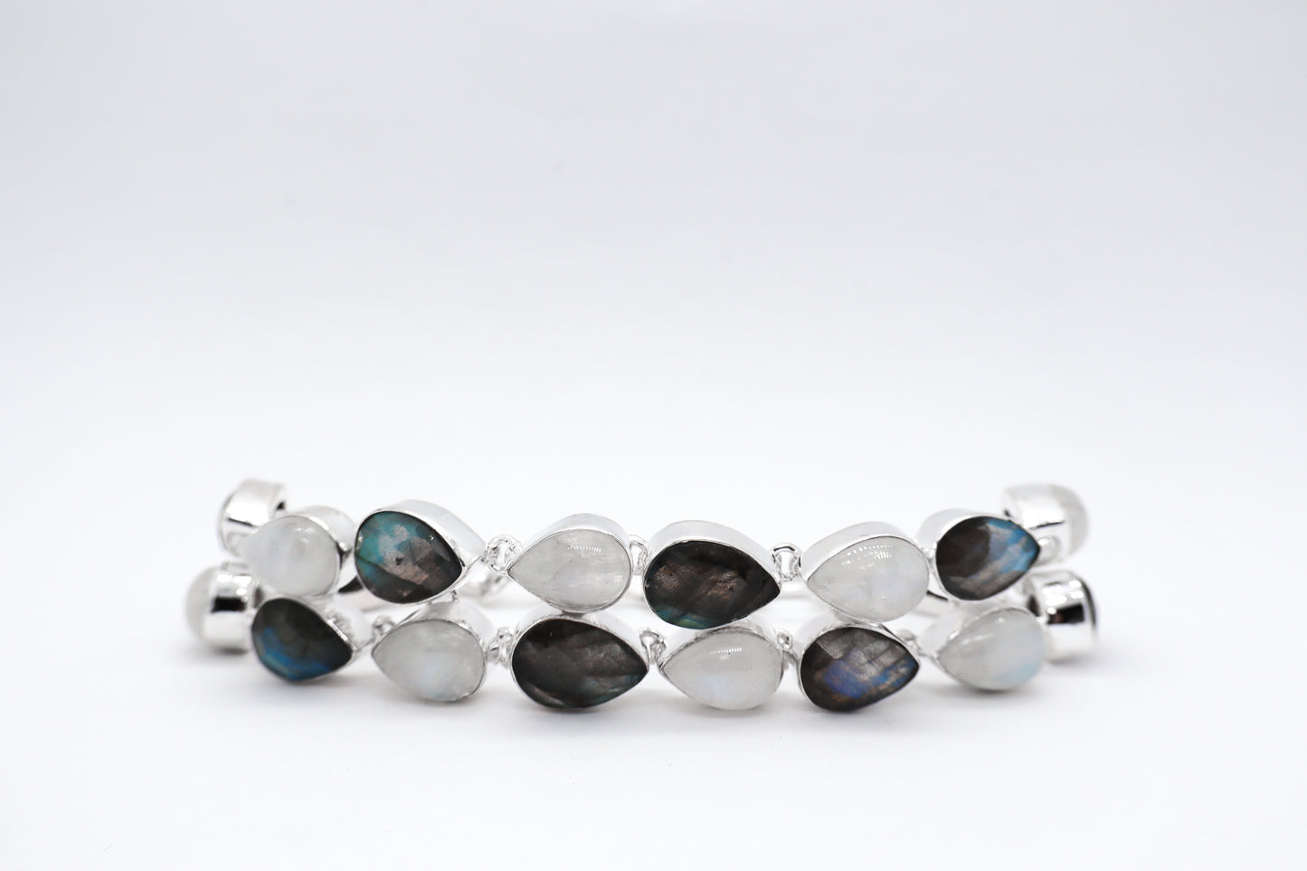 Labradorite and Moonstone Sterling Silver Bracelet