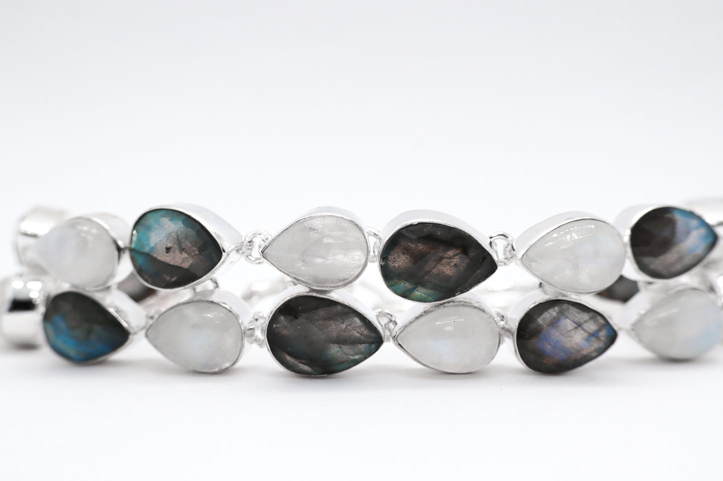 Labradorite and Moonstone Sterling Silver Bracelet