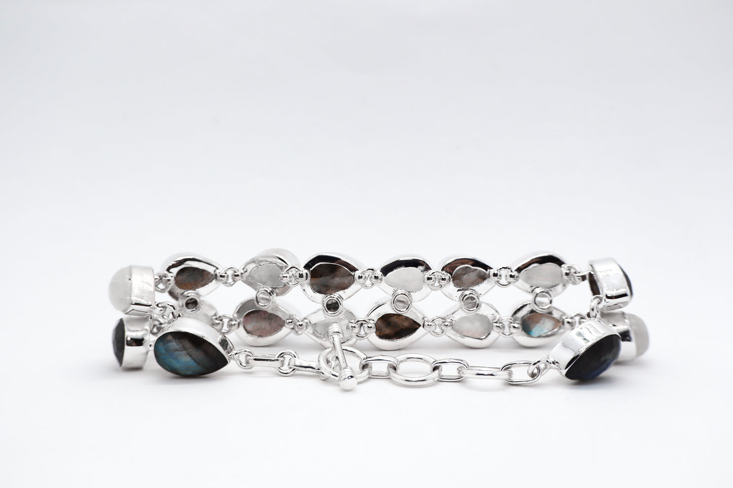 Labradorite and Moonstone Sterling Silver Bracelet