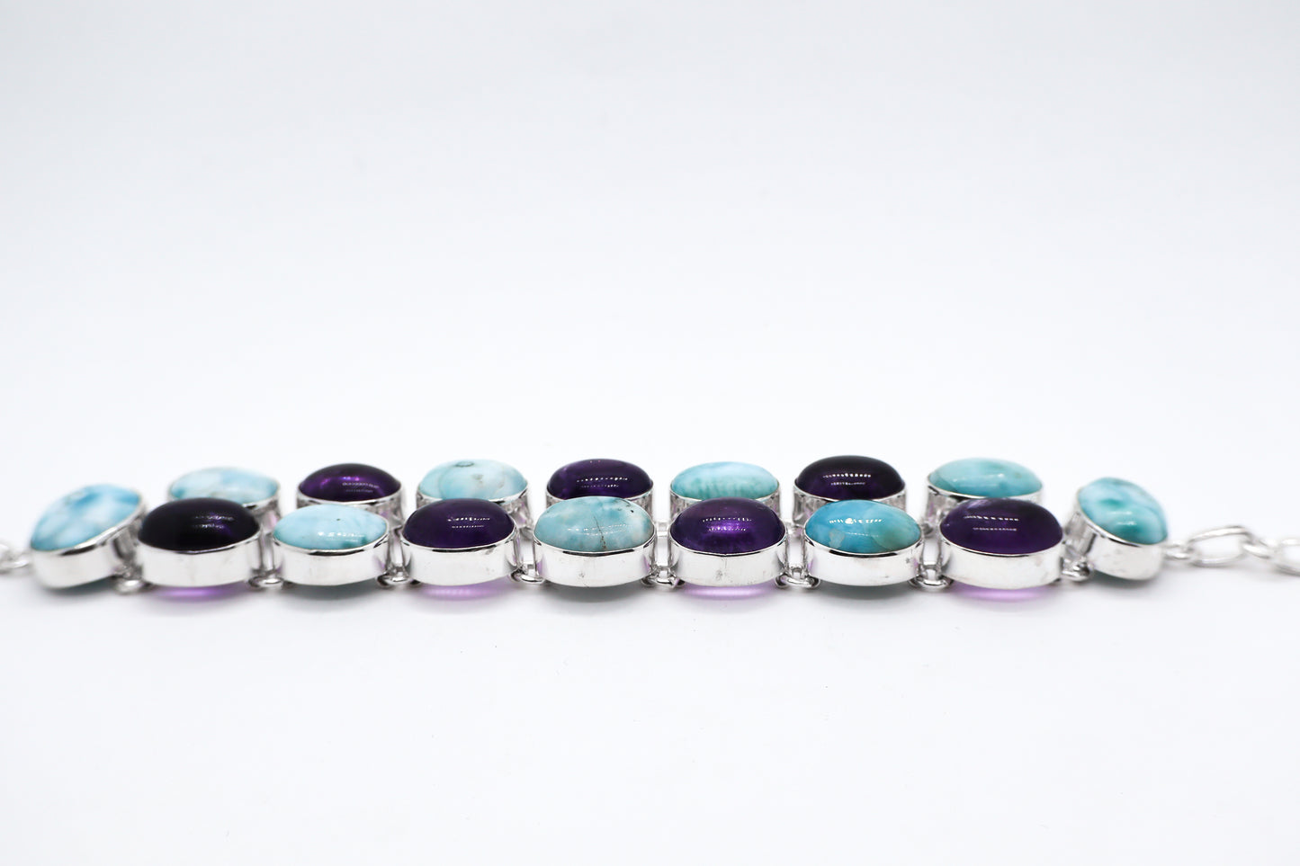 Larimar and Amethyst Sterling Silver Bracelet