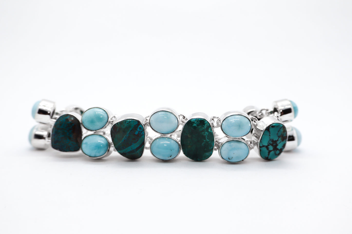 Larimar and Turquoise Sterling Silver Bracelet