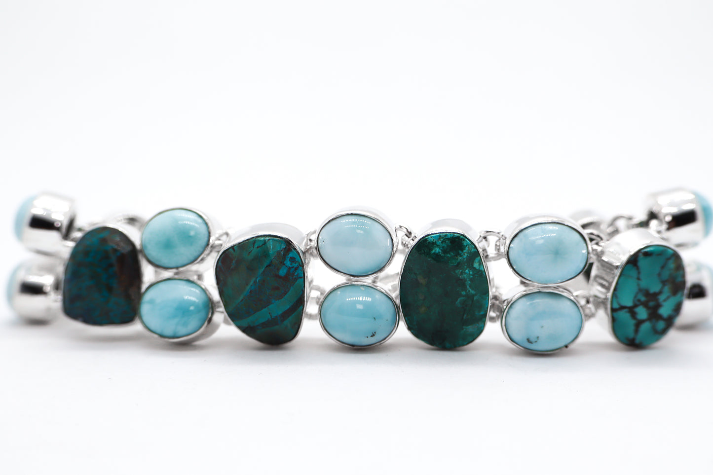 Larimar and Turquoise Sterling Silver Bracelet