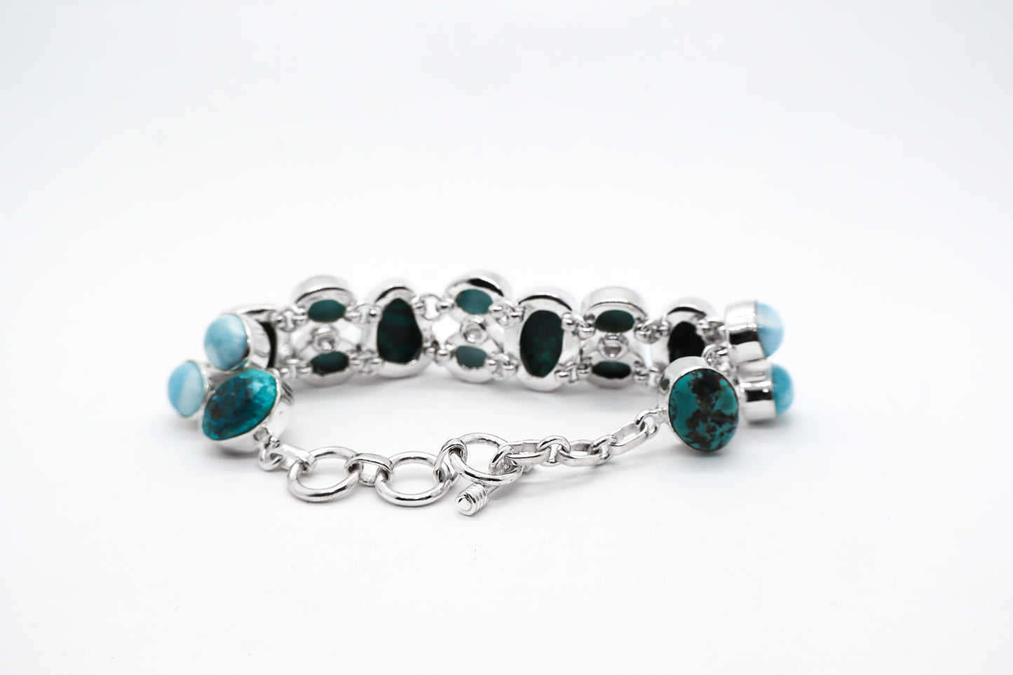 Larimar and Turquoise Sterling Silver Bracelet