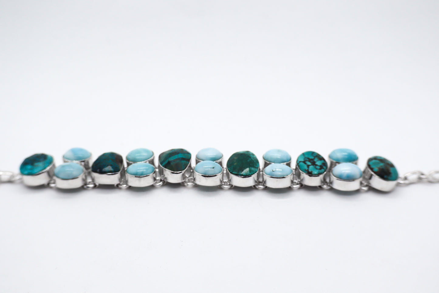 Larimar and Turquoise Sterling Silver Bracelet