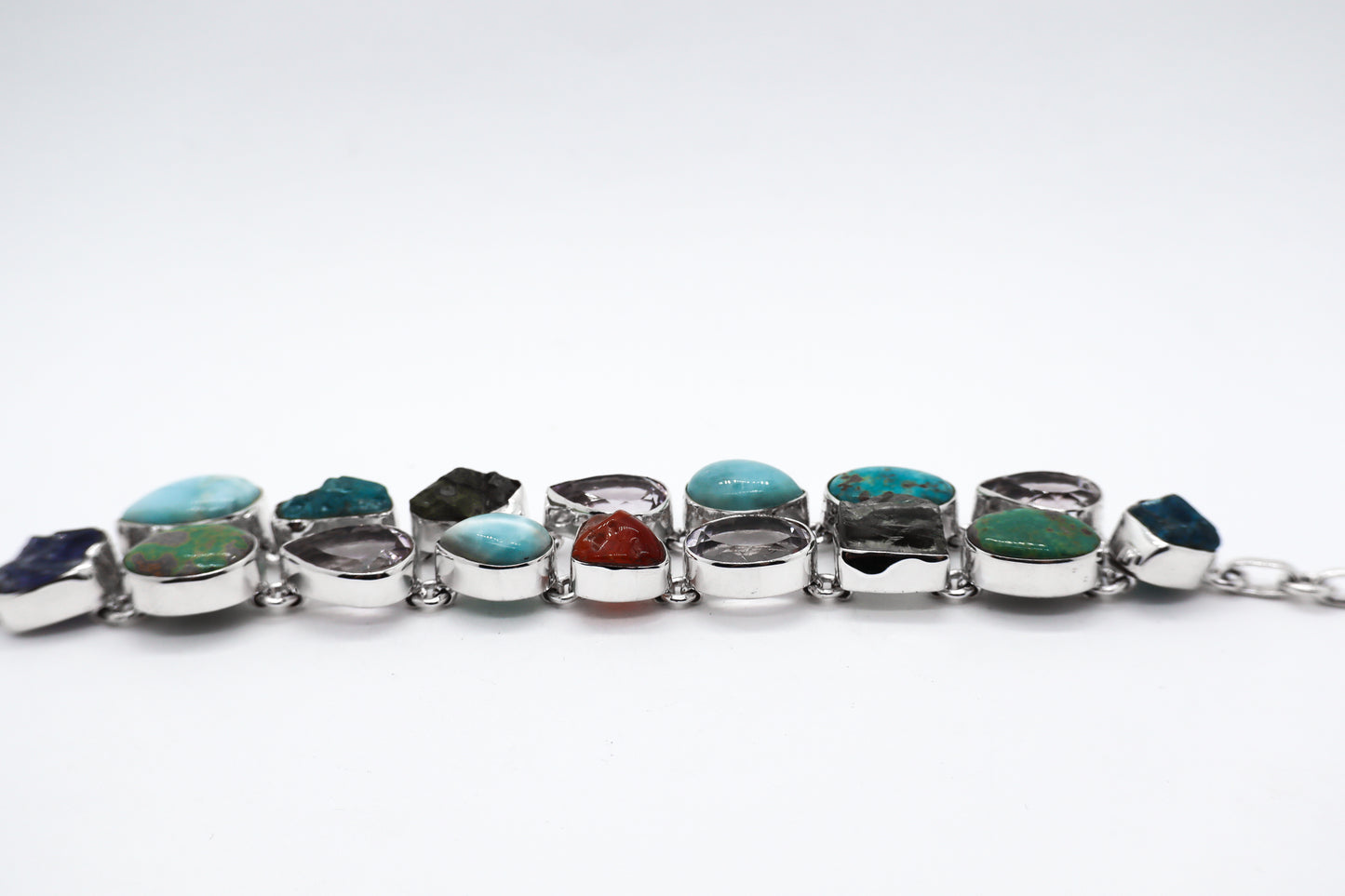 Multicoloured Stone Sterling Silver Bracelet