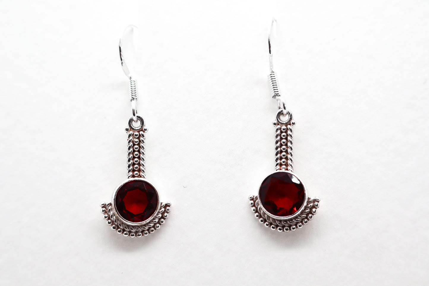 Garnet Sterling Silver earring