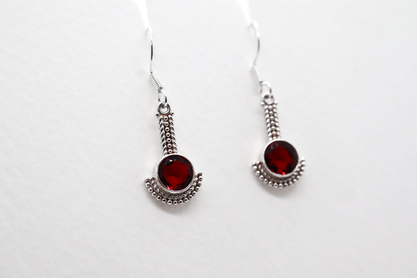 Garnet Sterling Silver earring