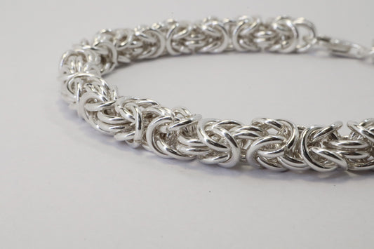 Medium Gauge - Byzantine Chainmail Bracelet – Solid 925 Sterling Silver