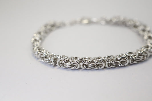 Fine Gauge - Byzantine Chainmail Bracelet – Solid 925 Sterling Silver