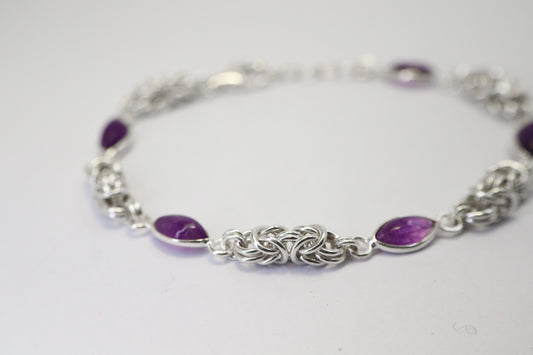 Fine Gauge - Byzantine Chainmail Bracelet – Solid 925 Sterling Silver