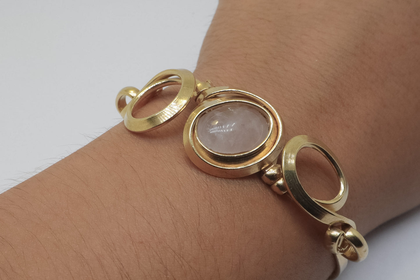Gala Rose Quartz Gold Plated Sterling Silver Bracelet