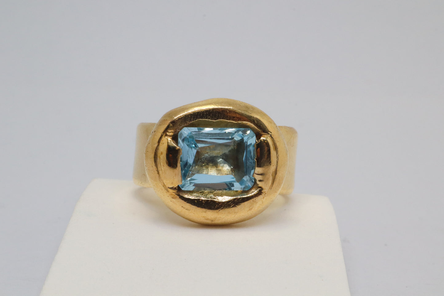 Celestial Object No. 04 – 999 24k Gold Plated Comet Ring with Sky Blue Topaz