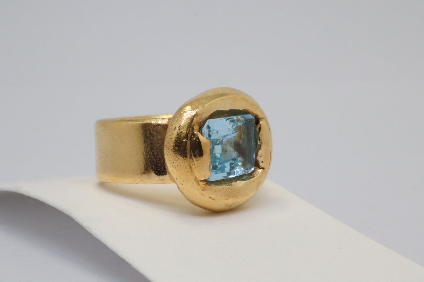 Celestial Object No. 04 – 999 24k Gold Plated Comet Ring with Sky Blue Topaz