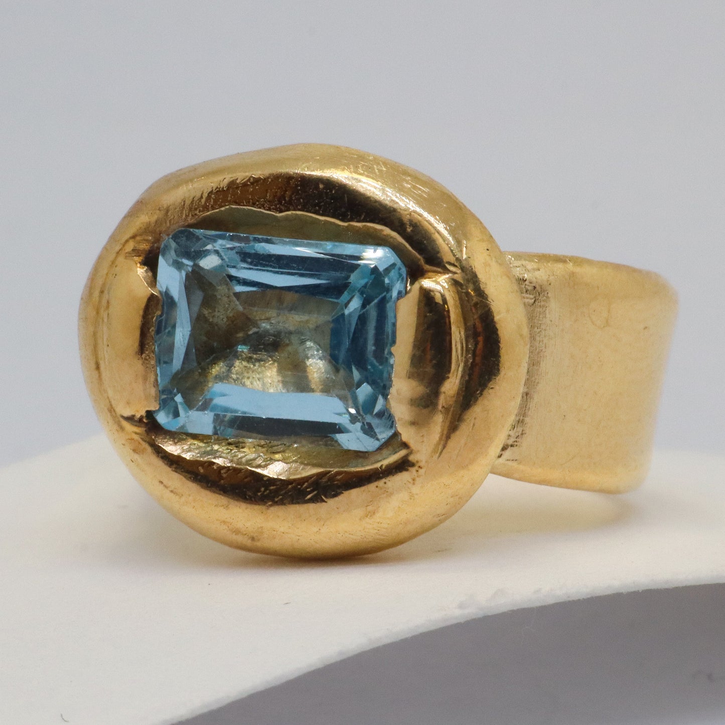 Celestial Object No. 04 – 999 24k Gold Plated Comet Ring with Sky Blue Topaz