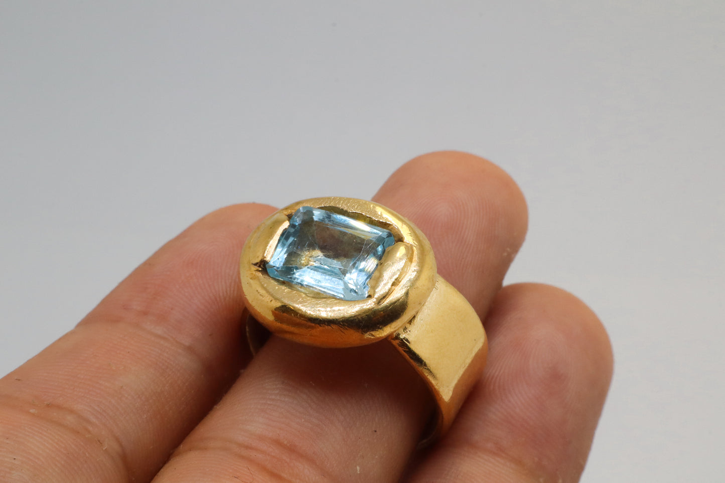 Celestial Object No. 04 – 999 24k Gold Plated Comet Ring with Sky Blue Topaz