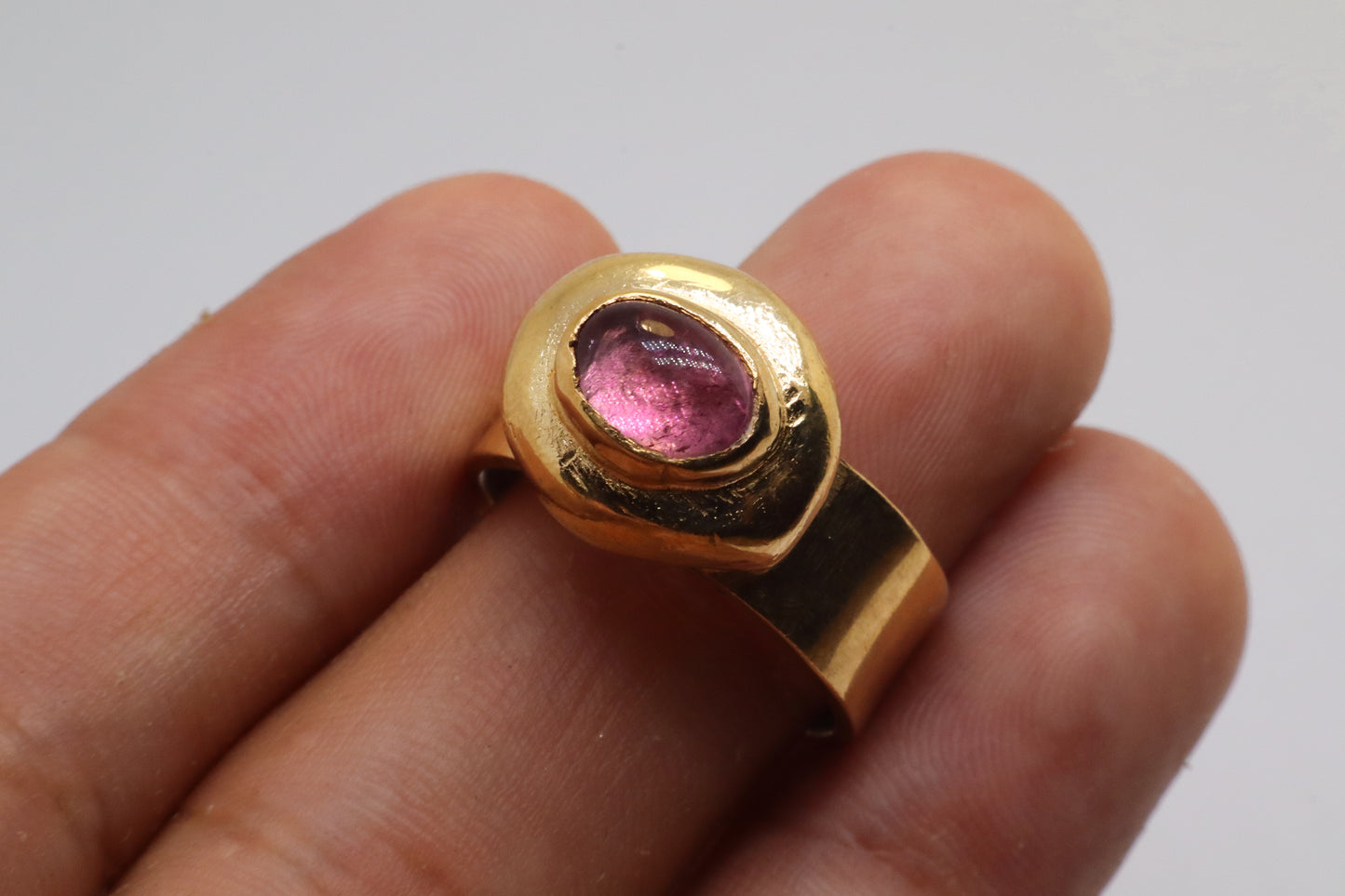 Celestial Object No. 05 – 999 24k Gold Plated Comet Ring with Pink Tourmaline