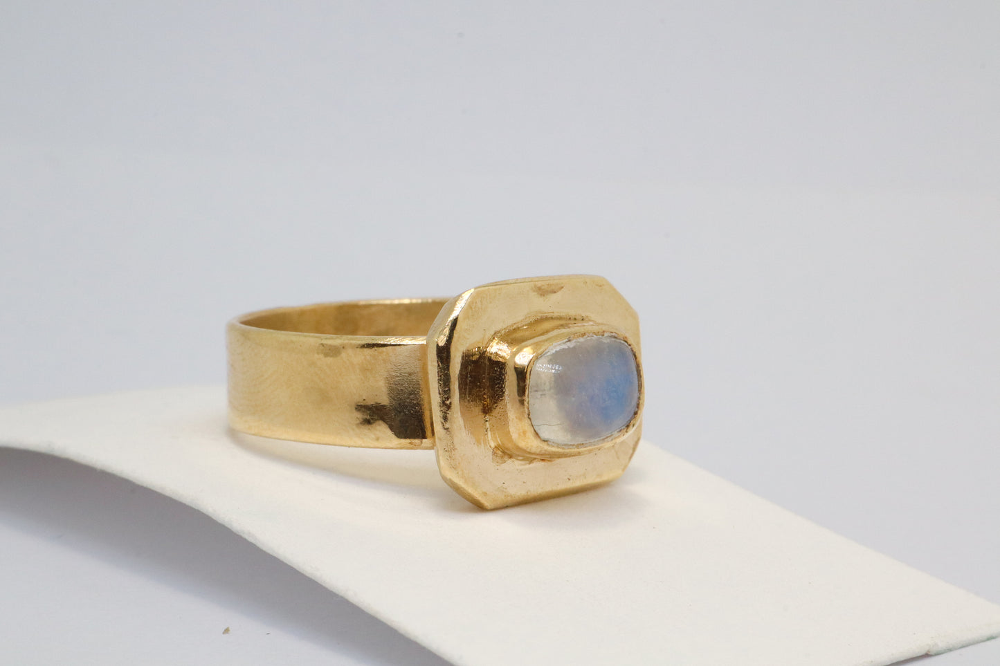 Celestial Object No. 07 – 999 24k Gold Plated Comet Ring with Moonstone