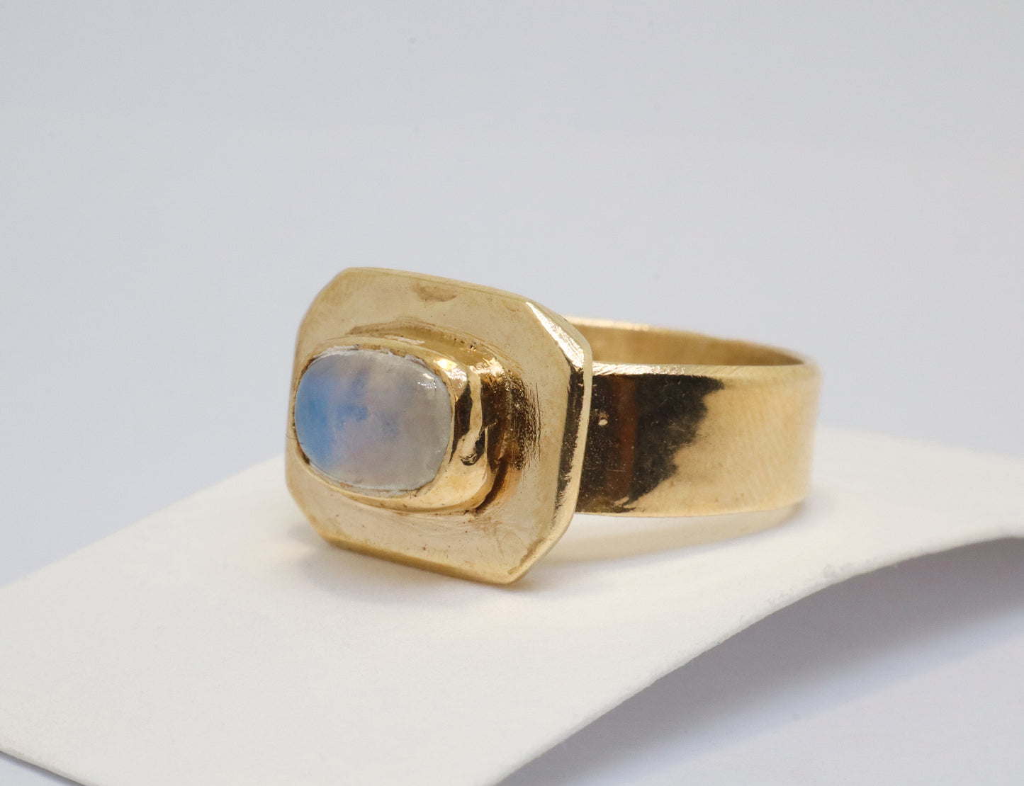Celestial Object No. 07 – 999 24k Gold Plated Comet Ring with Moonstone