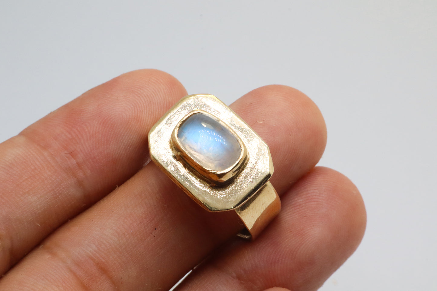Celestial Object No. 07 – 999 24k Gold Plated Comet Ring with Moonstone