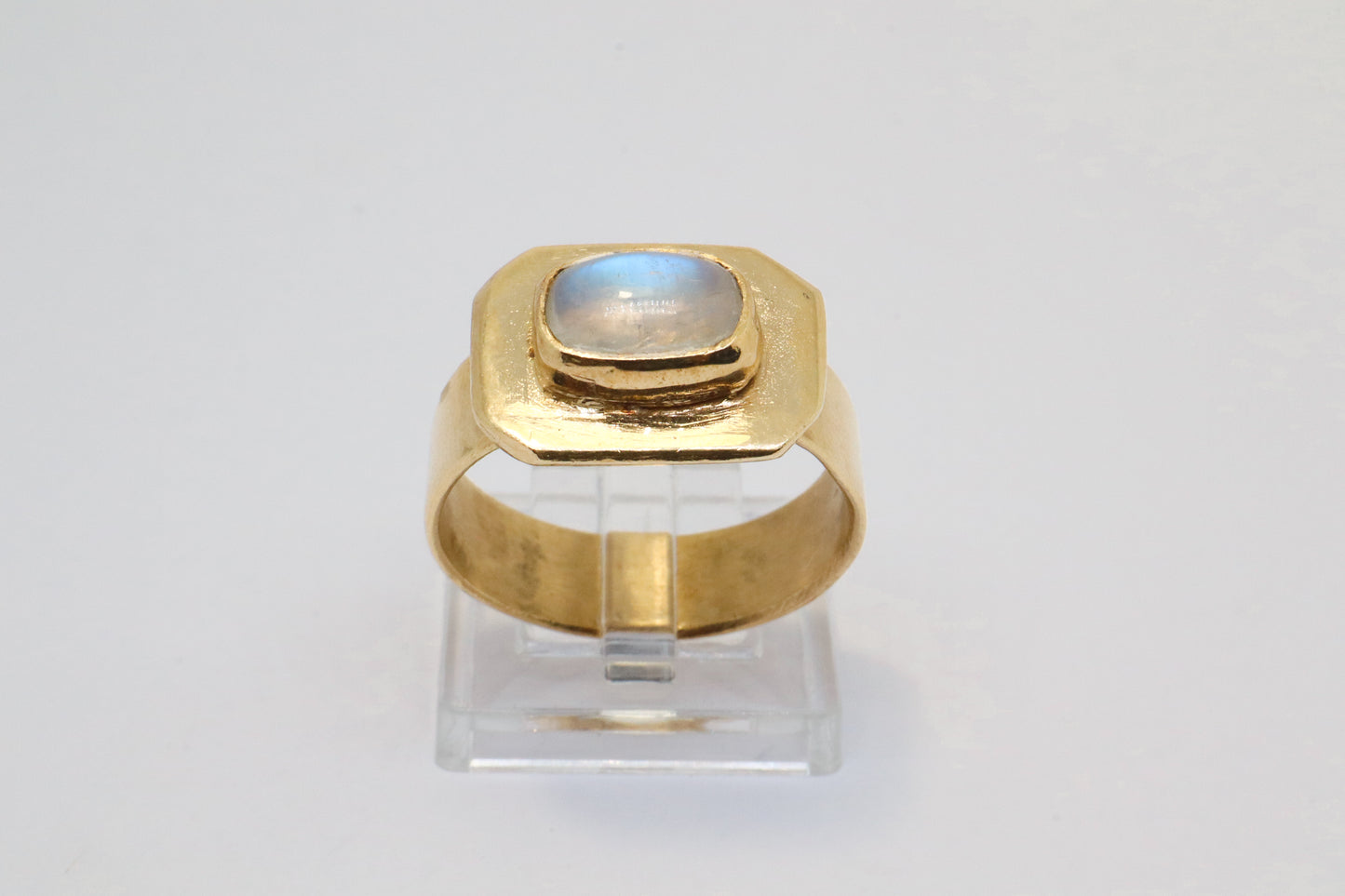 Celestial Object No. 07 – 999 24k Gold Plated Comet Ring with Moonstone