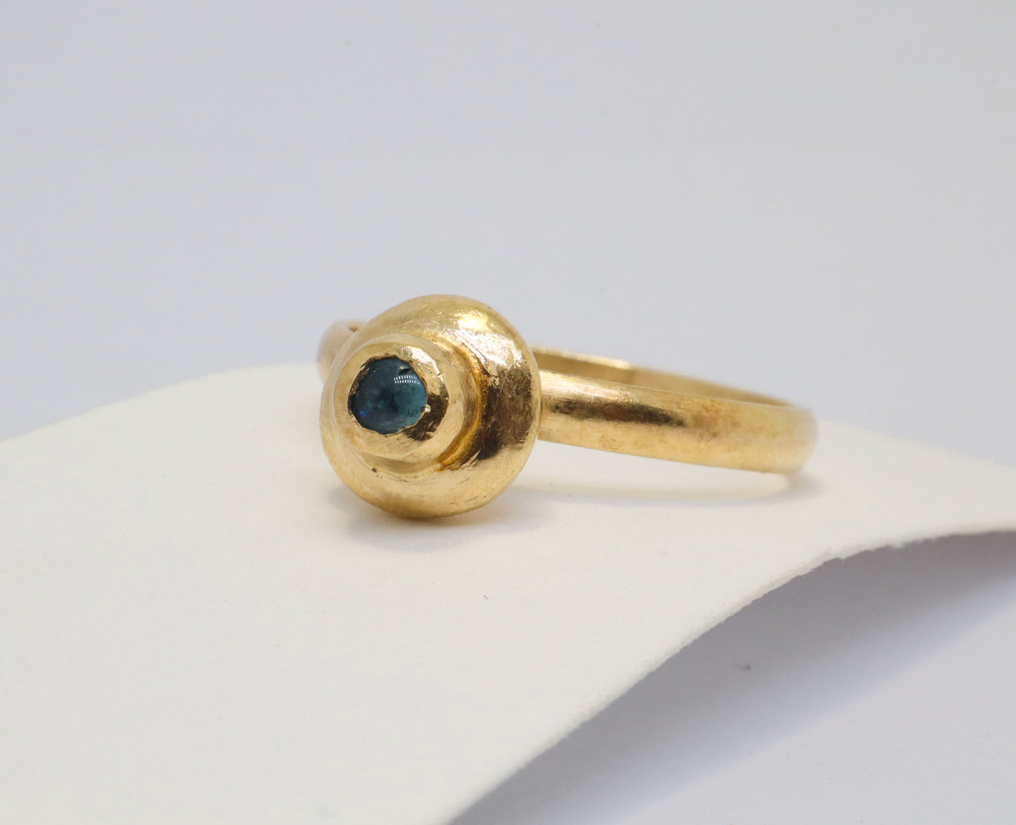 Celestial Object No. 08 – 999 24k Gold Plated Comet Ring with Aquamarine