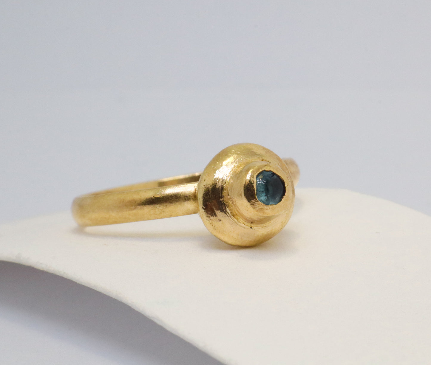 Celestial Object No. 08 – 999 24k Gold Plated Comet Ring with Aquamarine
