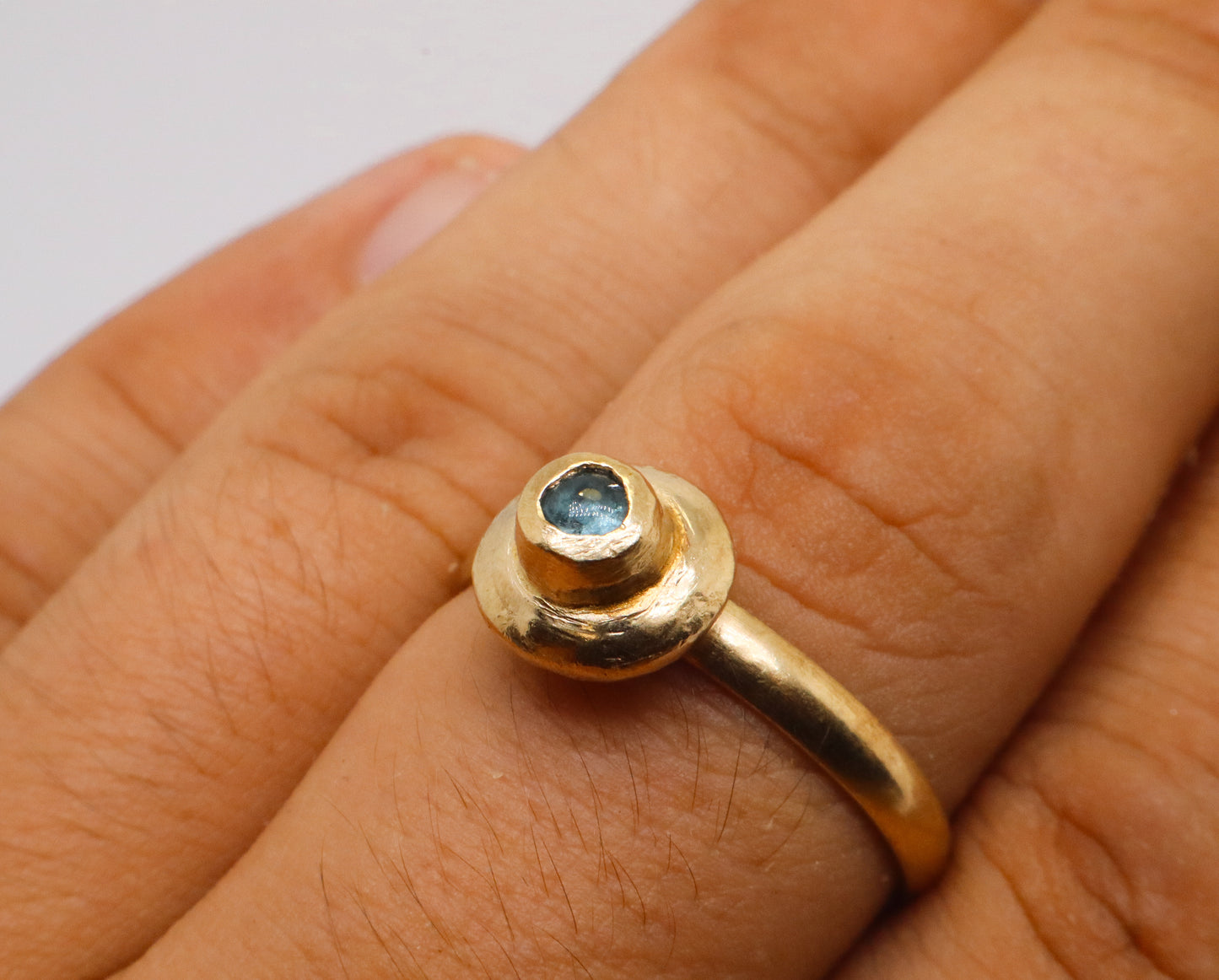 Celestial Object No. 08 – 999 24k Gold Plated Comet Ring with Aquamarine