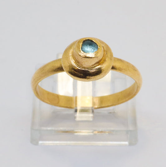 Celestial Object No. 08 – 999 24k Gold Plated Comet Ring with Aquamarine