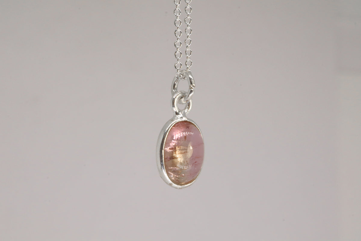 Pink Tourmaline Sterling Silver Necklace
