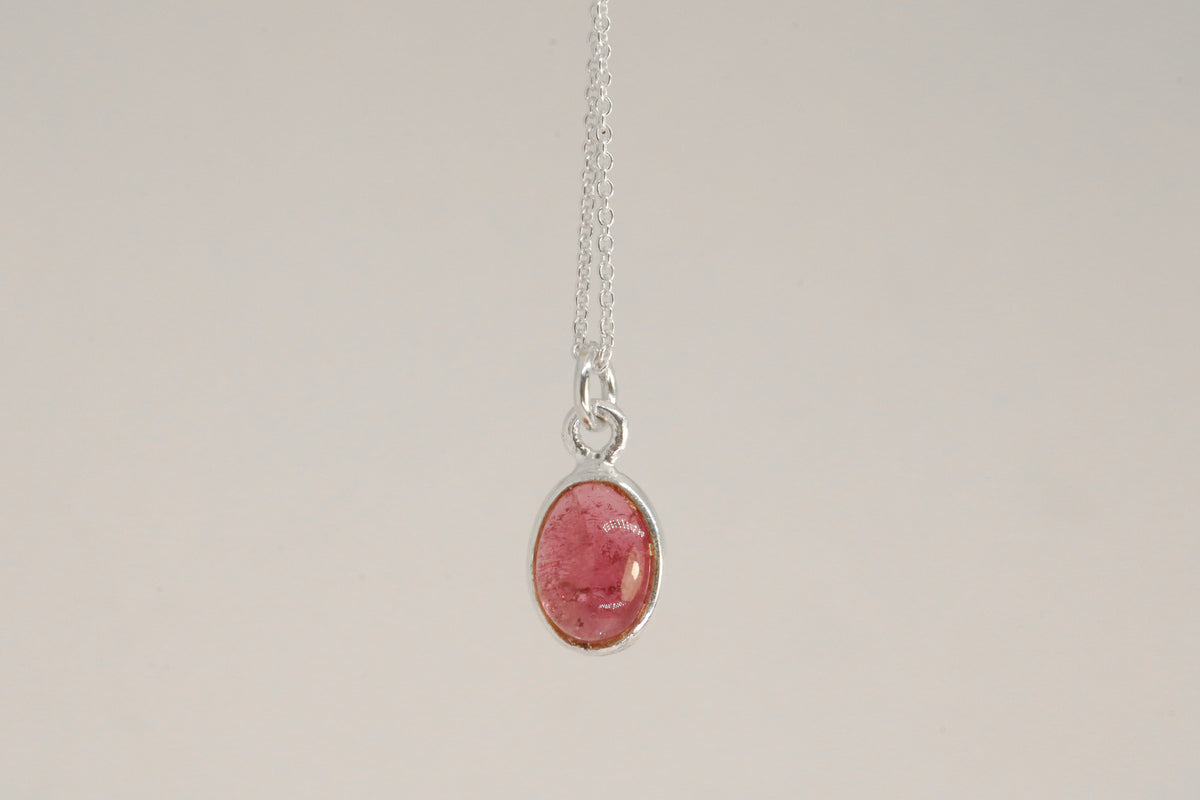 Pink Tourmaline Sterling Silver Necklace
