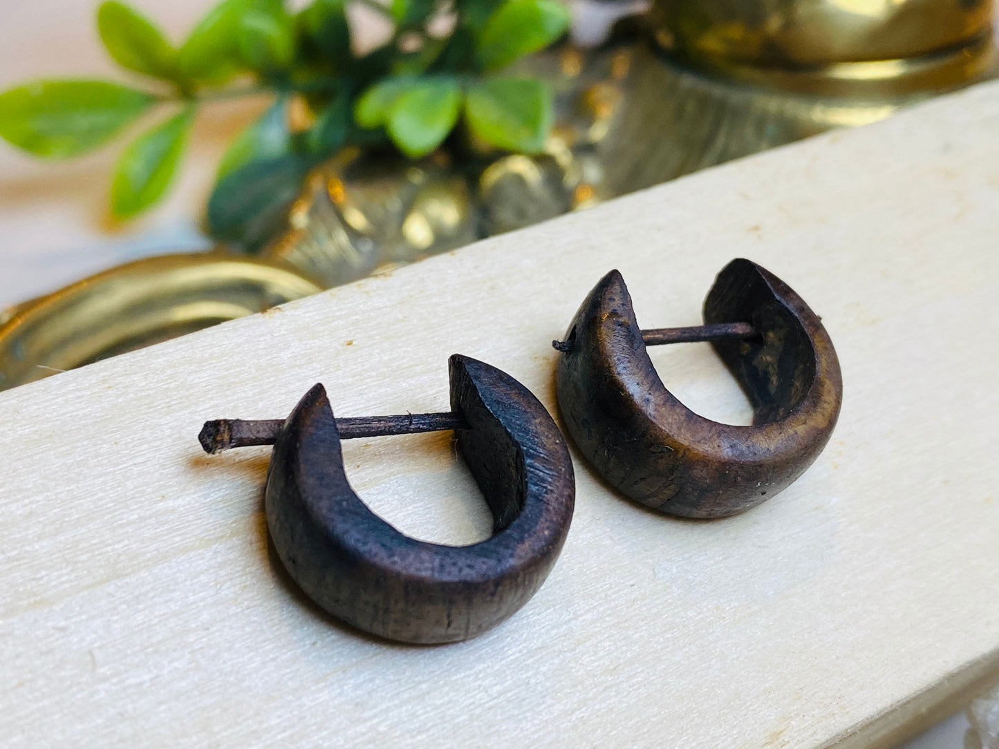 Coconut Earrings - Wooden Hoop Earrings