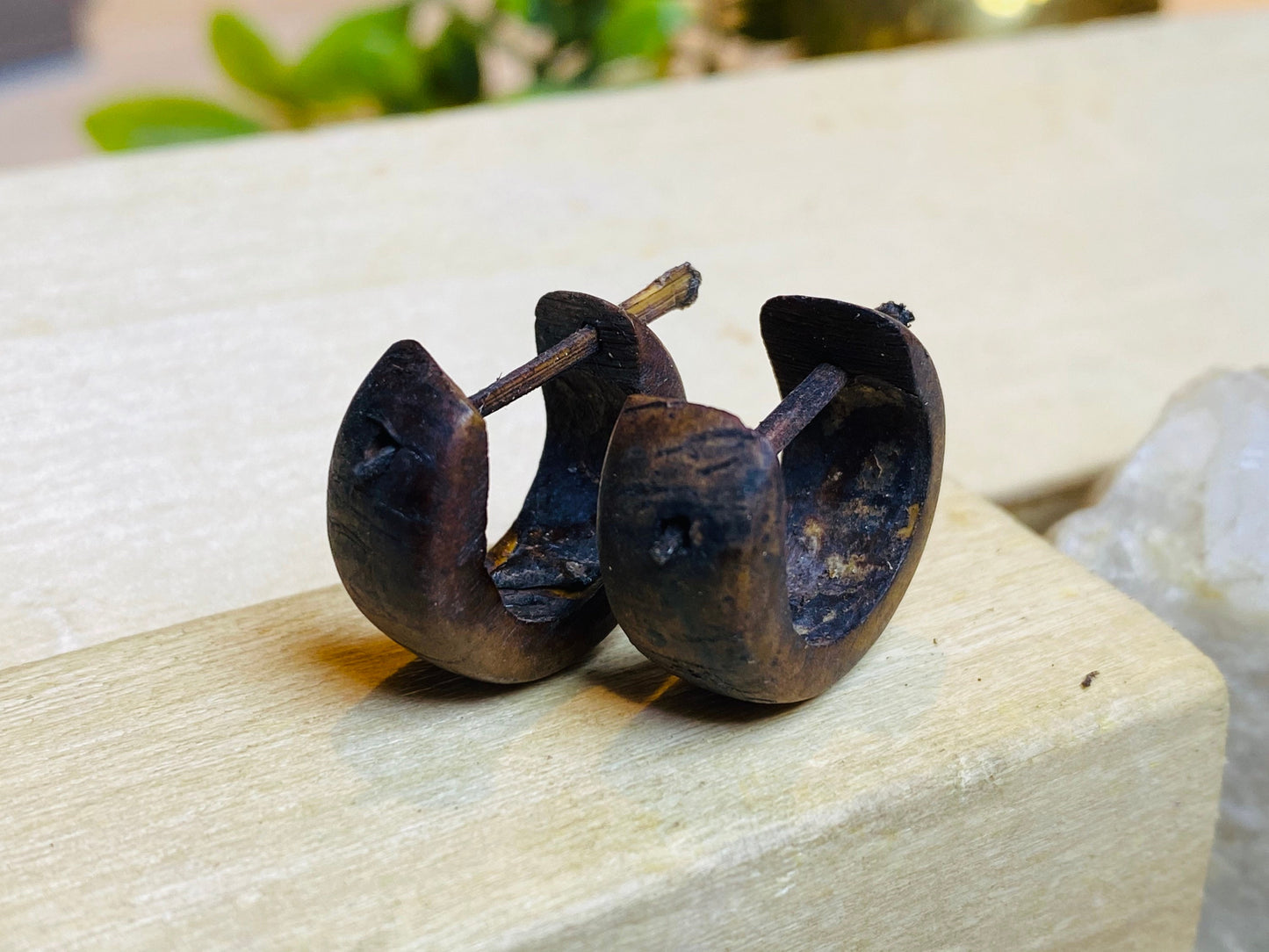 Coconut Earrings - Wooden Hoop Earrings