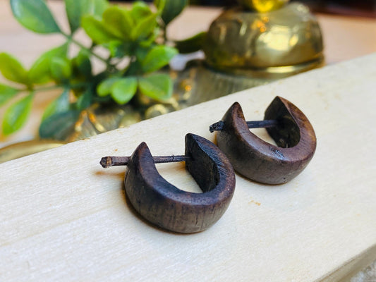 Coconut Earrings - Wooden Hoop Earrings