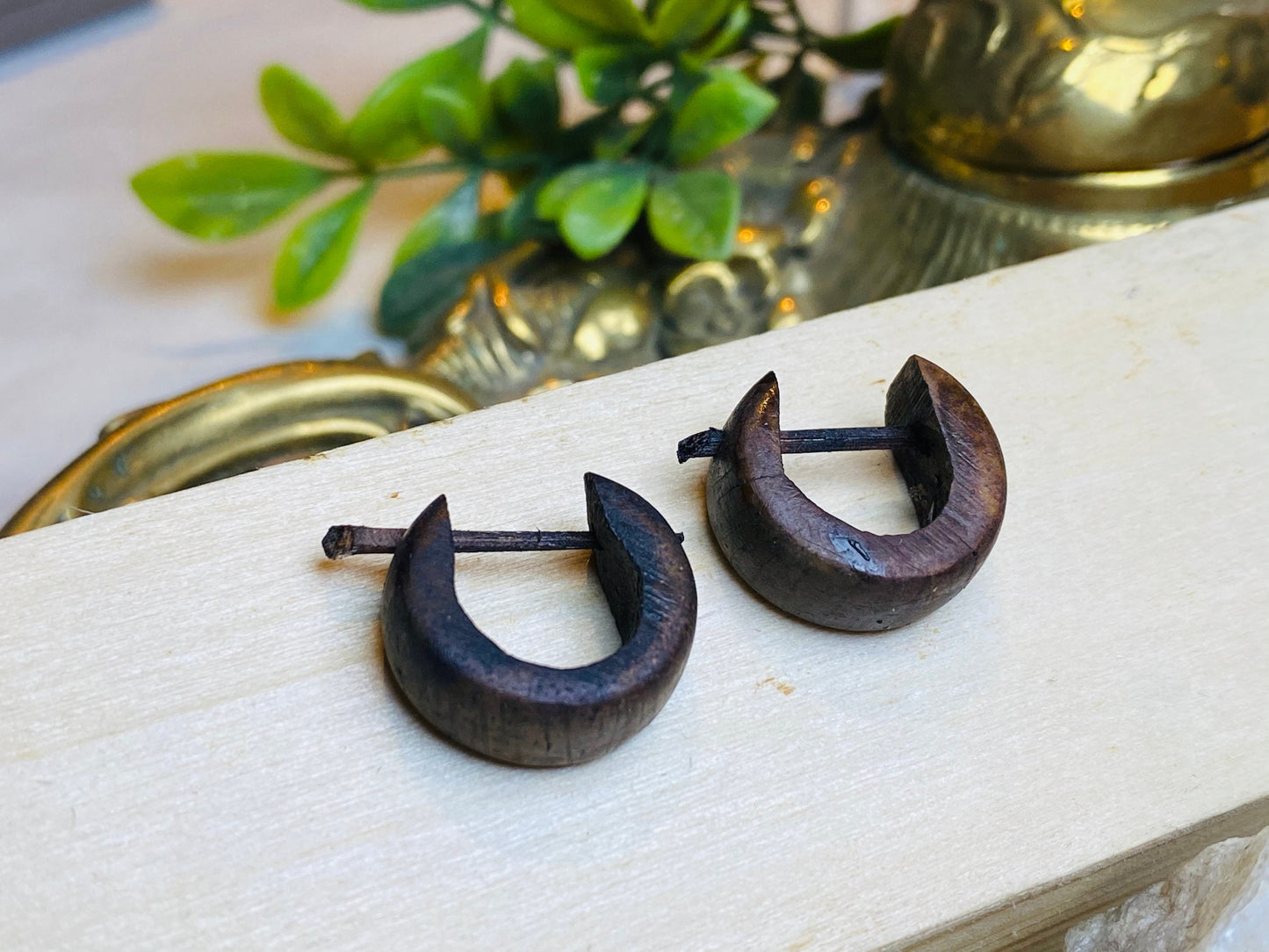 Coconut Earrings - Wooden Hoop Earrings