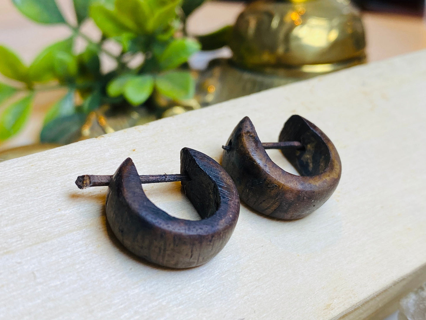 Coconut Earrings - Wooden Hoop Earrings